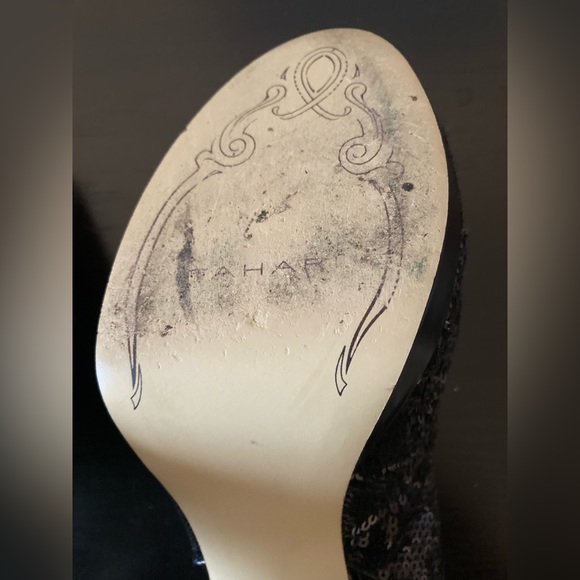 Tahari Leather Sequin Platform Heels - Picture 10 of 15